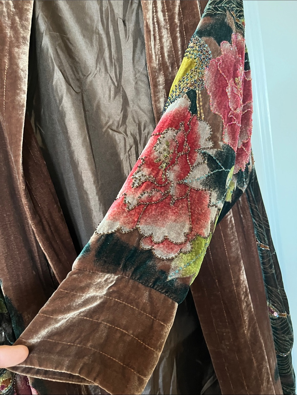 Women's Teddy Jacket in Brown Velvet - Picture 9 of 14